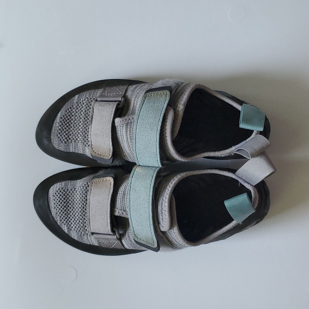 Gray and light blue Black Diamond rock climbing shoes size 6.5